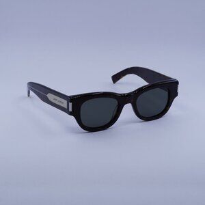 Saint Laurent SL573 002 Sunglasses Dark Havana Square Frame, Grey Lenses